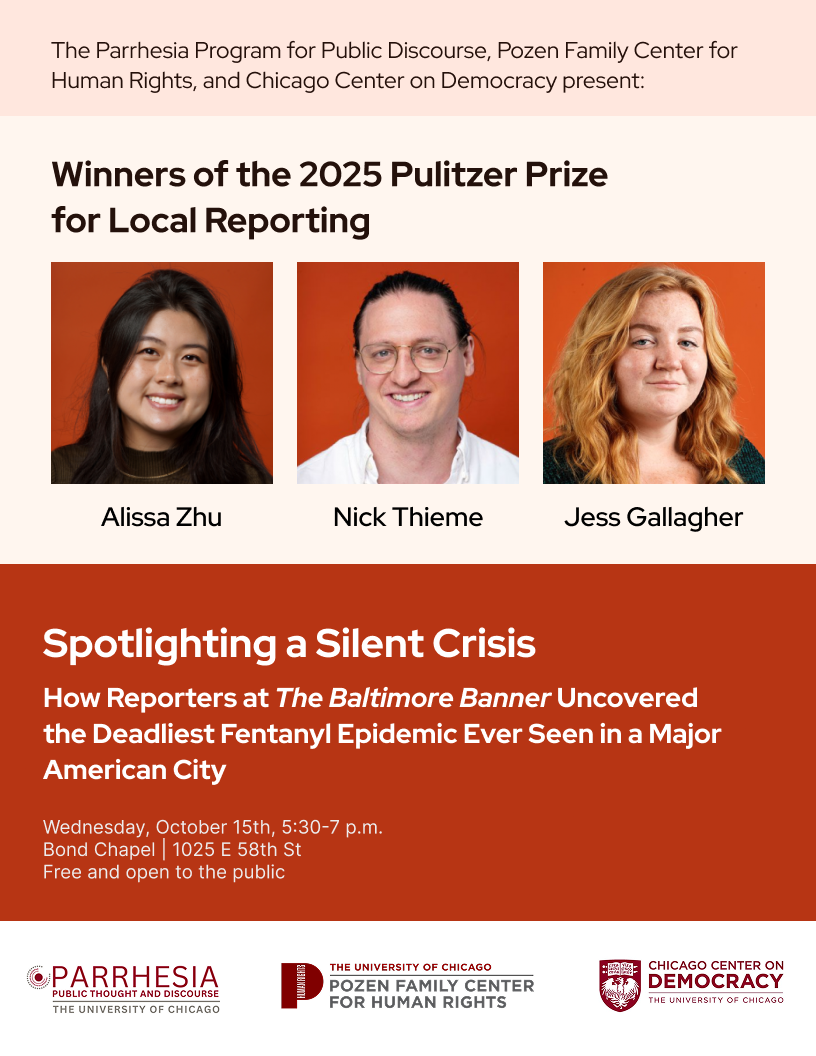 Poster with headshots of Alissa Zhu, Nick Thieme, and Jess Gallagher