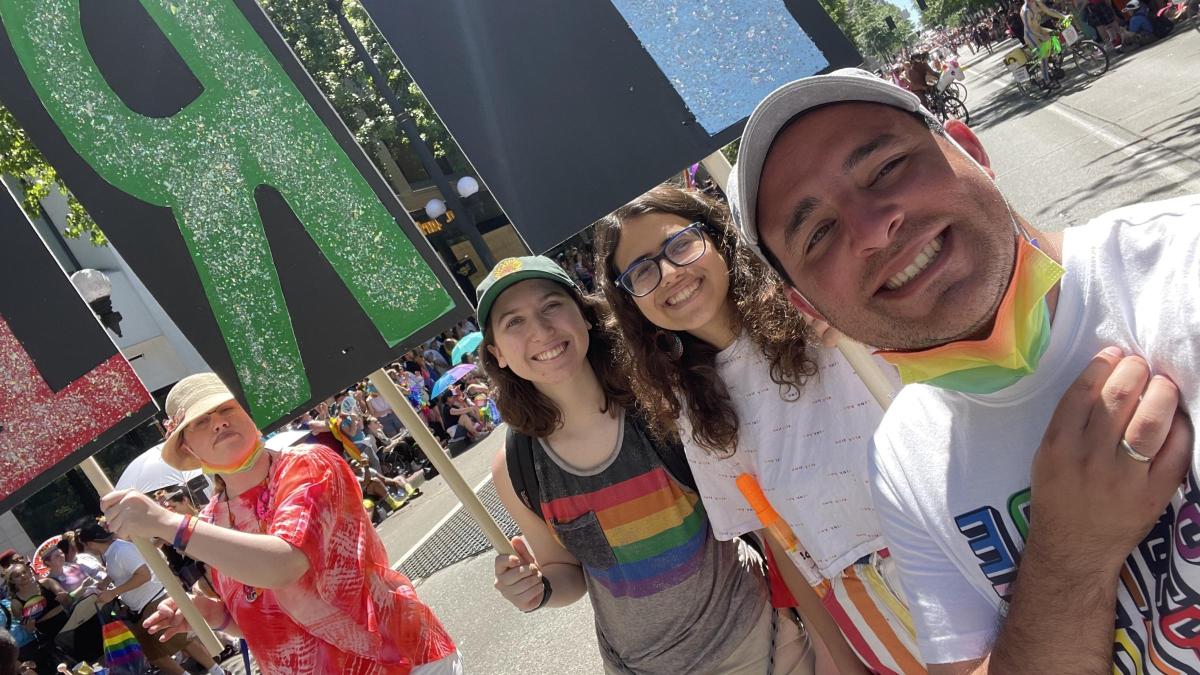 Photograph of Pozen Center interns at a Pride march